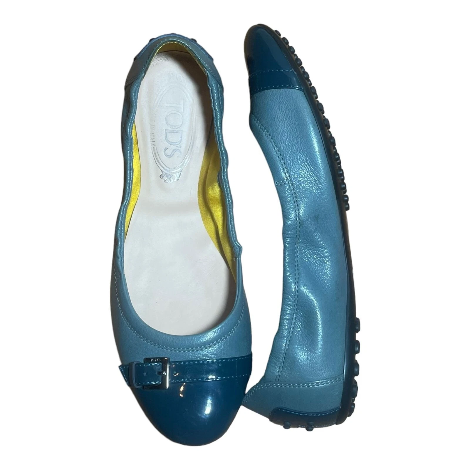 TOD’S Balletto piatto in pelle verde acqua Tods taglia 38 5