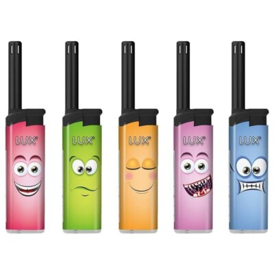 5 x Stab BBQ Feuerzeug Gas Feuerzeuge Lighter neue Motiv Serie Funny Faces