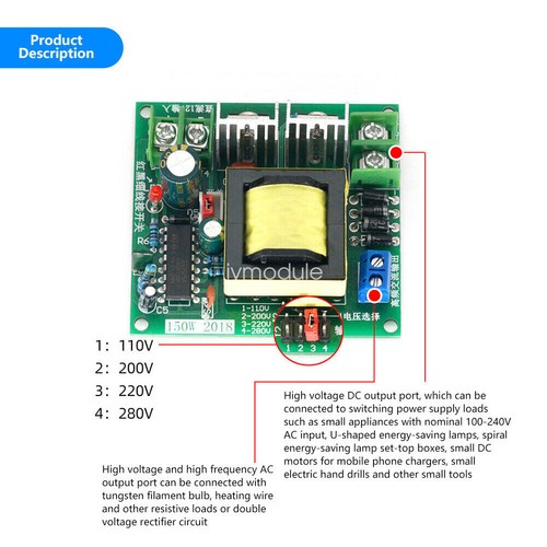 150W DC12V to 110V 220V High Power Home Battery Inverter Converter Boost Module- - Picture 12 of 13