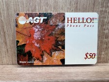 Vintage AGT Hello Pass Phone Card Fall Season Fall Autumn Leaves Foliage Colors