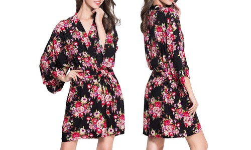 Cotton Floral Kimono Robe, Soft, comfortable, lounge wear, bride, bridesmaid NEW - Picture 2 of 5