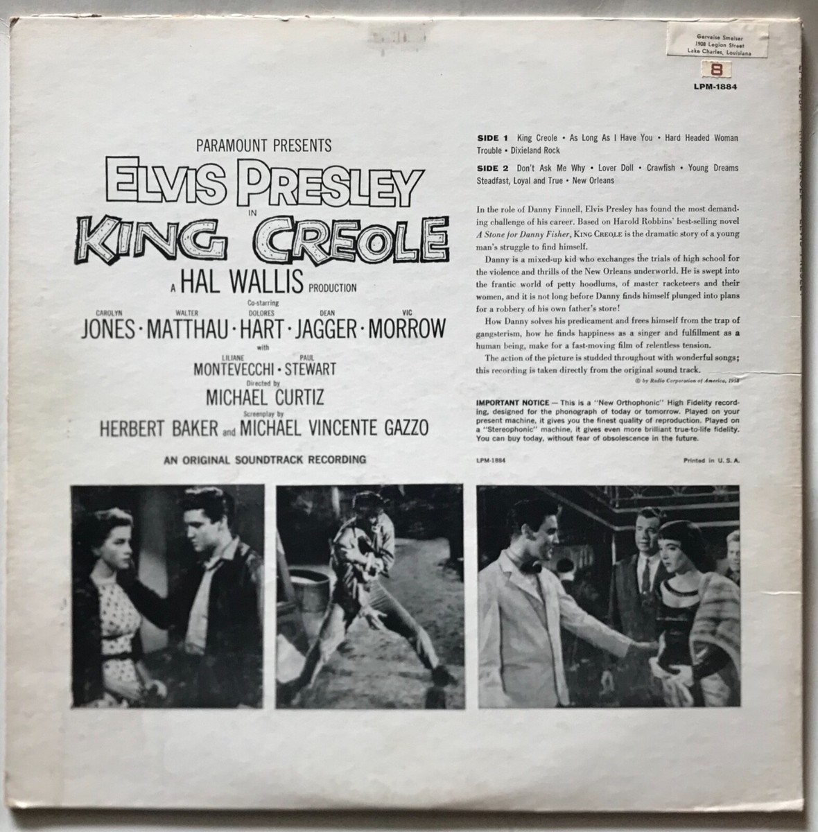 Elvis Presley - King Creole - 1958 - Vinyl LP MONO - First