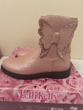 Image of Lelli Kelly PINK PEARLIZED BOOTS. Size UK 2.5. EU 35. Glitter Butterfly. Zip