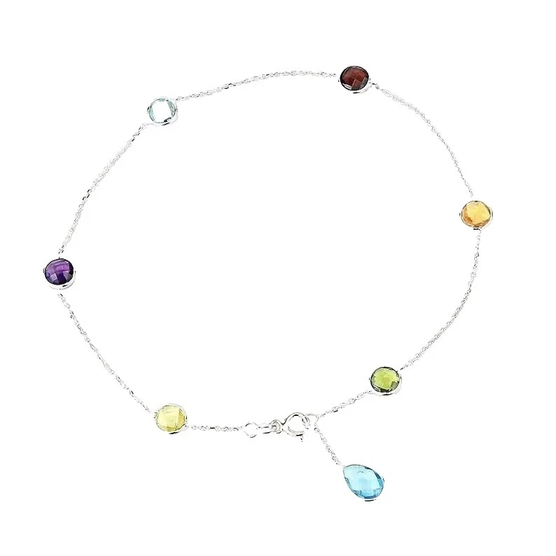 Tobilleras finos de plata de ley Topacio