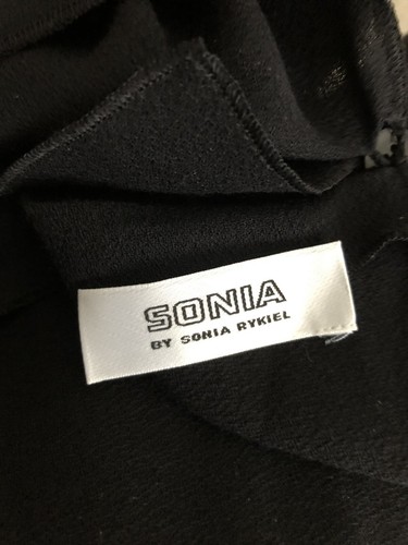 SONIA RYKIEL Top Black Wool Viscose Knit Ruffle 40 FR /10 US Short Sleeve NEW - Picture 2 of 5