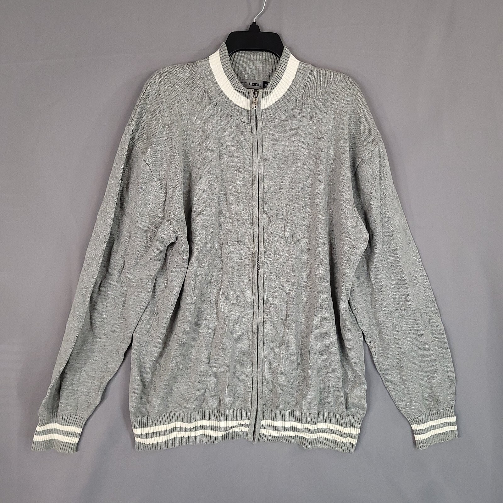 Basic Code Men's Full Zip Knit Sweater Jacket Gra… - image 1