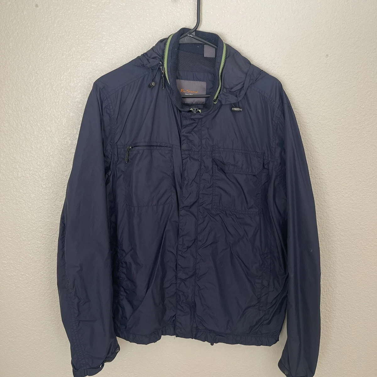 Ben Sherman Rain Jacket Water Resistance Large men s Navy color Hoodie