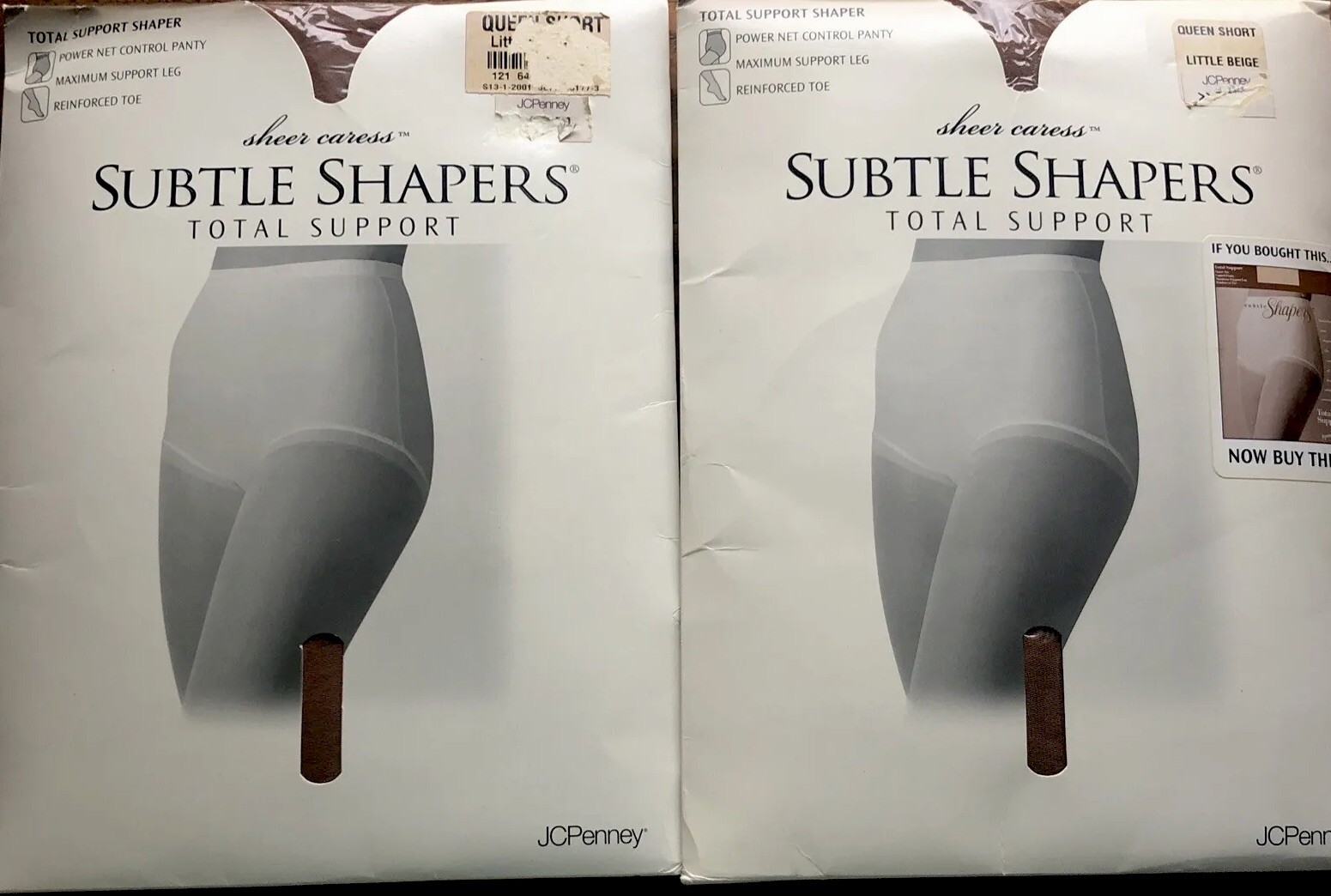 NOS Pair Pantyhose JC Penney 90’s Subtle Shaper Total Support Beige