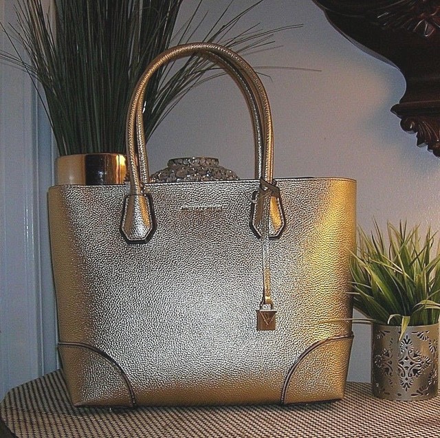 michael kors metallic gold tote bag