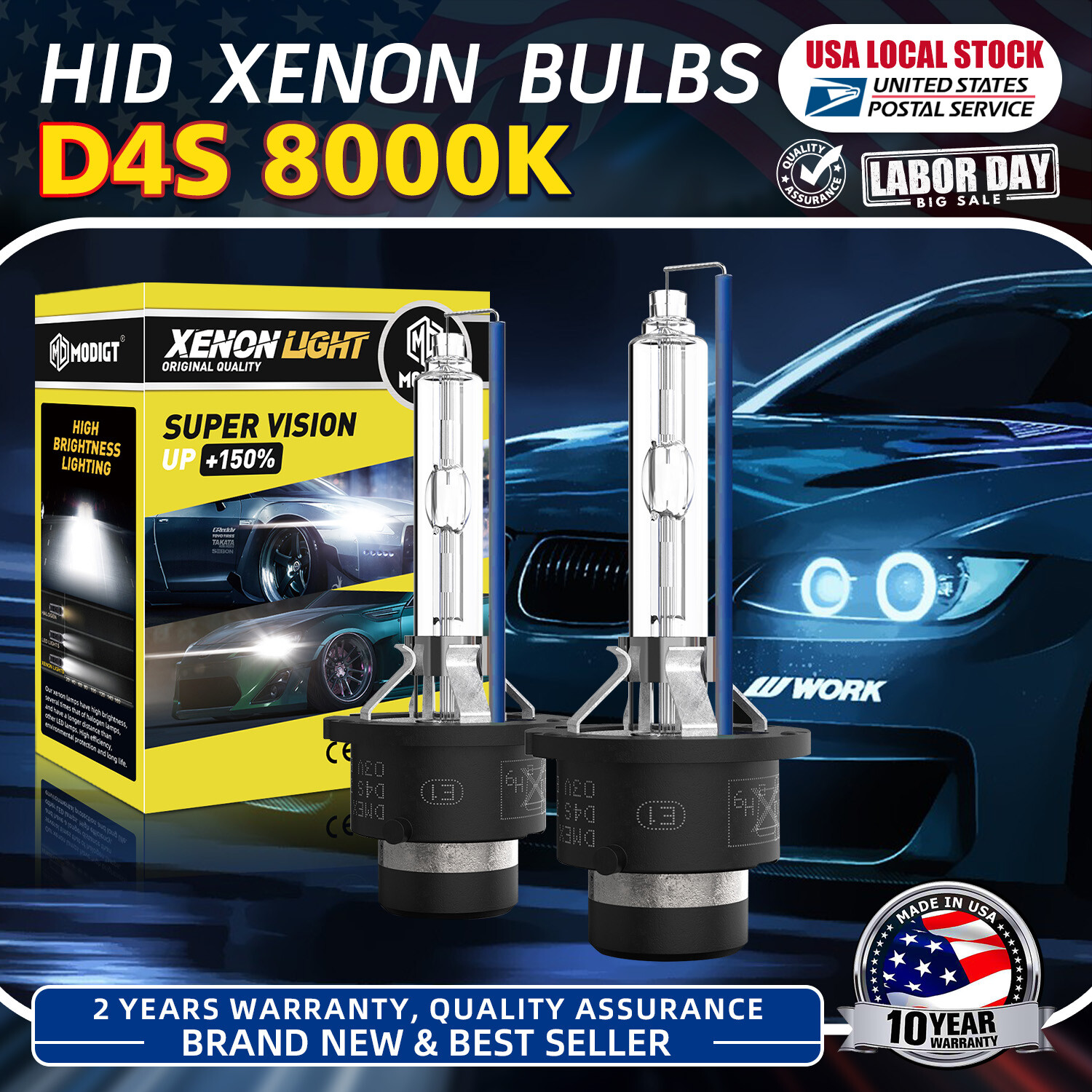 2x OEM D4S HID Xenon Headlight Bulbs 8000K Blue 42402 66440 Replacement