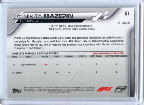 2020 topps chrome formula 1 Base Refractor pick what you need!! - Picture 31 of 81