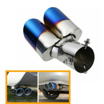 Car SUV Rear Dual Exhaust Pipe Tail Muffler Tip Throat Tailpipe Car Accessory EJ