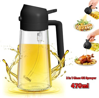 #ad #ad 2 in 1 Glass Oil Sprayer amp; Dispenser 470ml Olive Oil Mister for Cooking BBQ $10.95