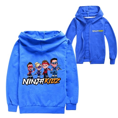 NINJA KIDZ Girls Boys Zipper Jacket Autumn Cartoon Fashion Hooded Outerwear Coat - Picture 6 of 22