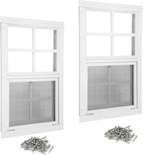 Shed Windows 2 Pack 12" W X 18" H Flush Mount White Window with Tempered Glass a