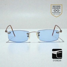 JBK 21.2 VINTAGE Rimless Italian Design Sunglasses Light Blue Solid Lens