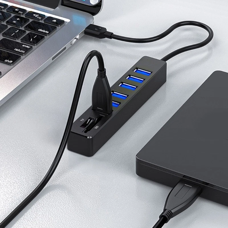 USB Hub 8 Port USB Splitter Fast Data Transfer Multiport USB Extension Adapter