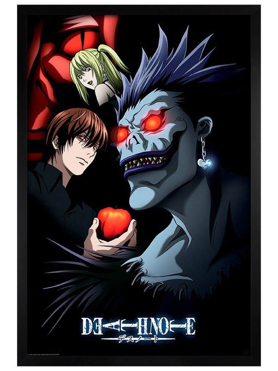 Black Wooden Framed Death Note Group Maxi Poster