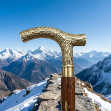 Brass Derby Handle Walking Cane, 36" Handmade Wooden Walking Stick, Vintage
