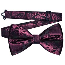 GUSLESON Maroon Bow Tie for Wedding Pre-Tied Adjustable Wine general,
