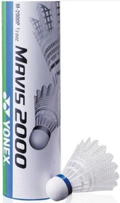 YONEX Mavis 2000 Badminton Federbälle 6 Stück Nylon weiß Speed 78 mittelblau