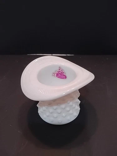 Vintage Fenton Hobnail White Milk Glass Top Hat Toothpick Holder