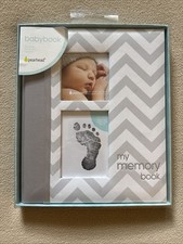 Pearhead Chevron Baby Book with Clean-Touch Ink Pad - Grey