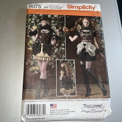 Simplicity Schnittmuster 8075 Kleid Bustle Steam Punk Top Kostüm 6-14 UNGESCHNITTEN