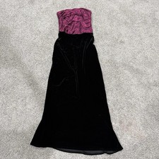 Vtg Jessica McClintock Gunne Sax 80-90s Plum Satin Velvet Strapless Gown Women 9