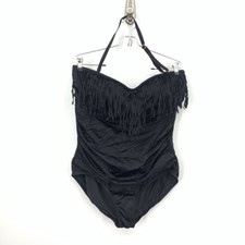Swimsuits For All Women Size 20 2X Bathing Suit One Piece Black Fringe Swimwear