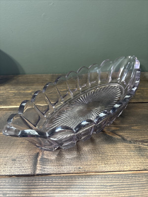 Vintage Large Light Purple GLASS boat shape BOWL dish celery serving dish