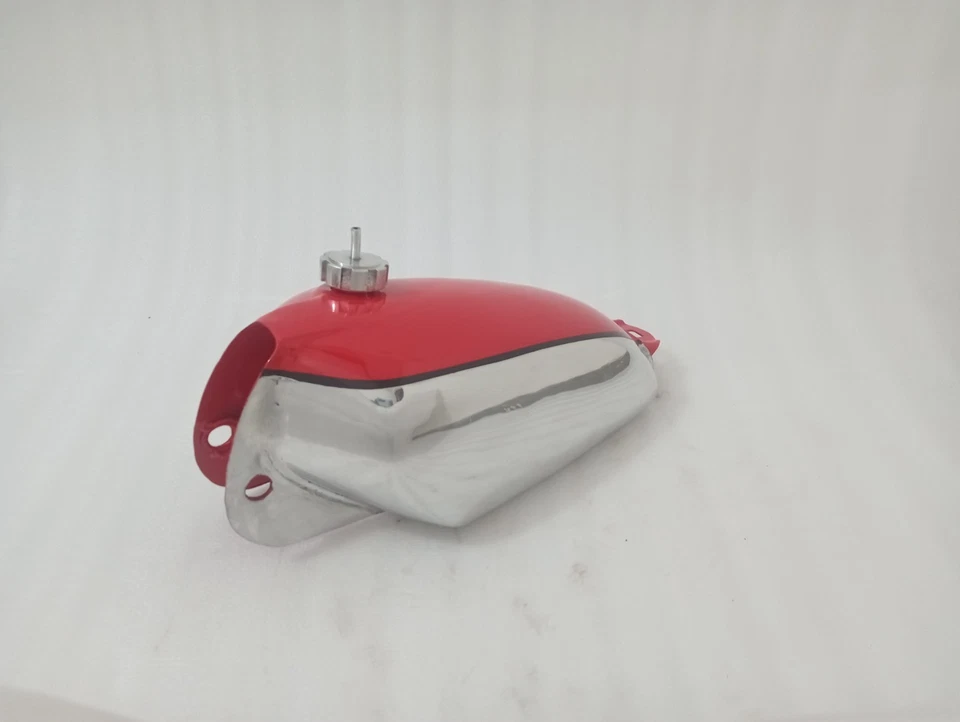 Honda CR125 CR125M 1974 Elsinore rojo pintado cromo acero tanque de gasolina con tapa Foto 4 de 4