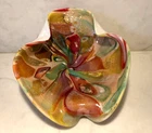 Vtg MCM Murano Art Glass Ashtray Bowl/Aventurine.Folded Edges.Abstract.Colors!