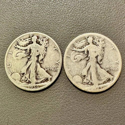 US Coins 90% Silver Lot (2) 1923 S/1936 P Walking Liberty