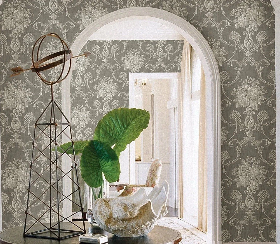 A-Street Prints Wallpaper 3 Rolls FD22749 Winsome Grey Floral Damask NEW SEALED - Image 3 of 4