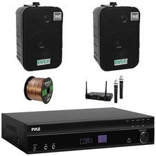 Pyle Bluetooth Home Audio Theater Receiver, 2x 5.25" 400W Black Speakers Mic