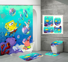 Funny SpongeBob SquarePant Pattern v2 Bathroom Sets, Shower Curtain Sets.