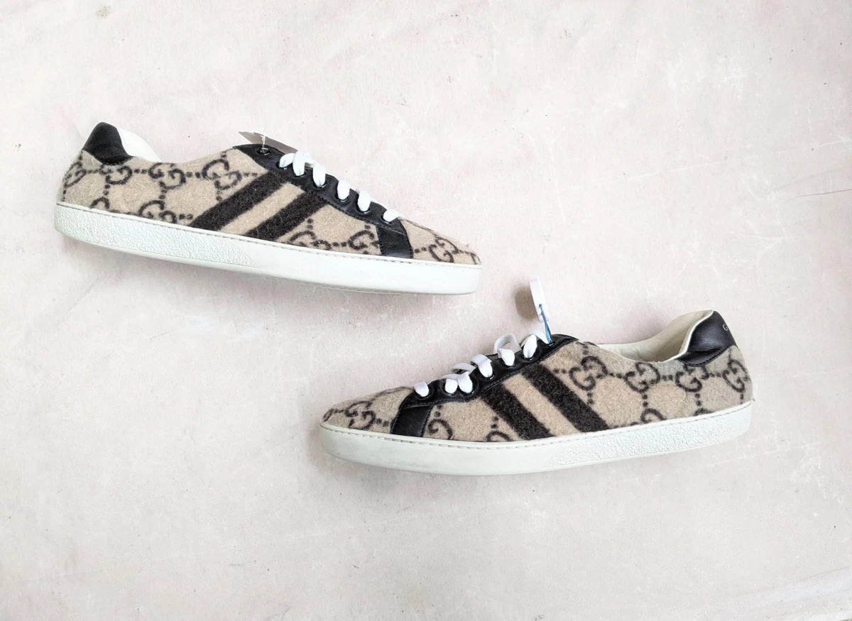 Gucci Ace Sneakers Monogram Men 11 Wool Logo GG Shoes Low  display picture 1
