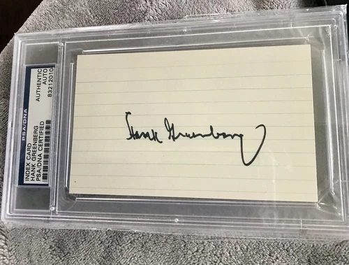 Index Card Signed Hank Greenberg Tigers PSA/DNA Authentic Auto HOF