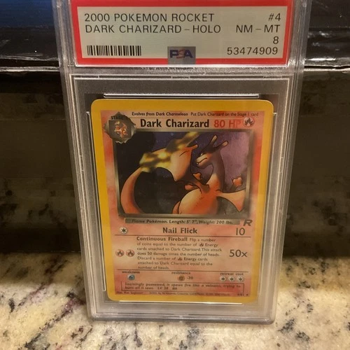 2000 POKEMON ROCKET #4 DARK CHARIZARD-HOLO PSA 8