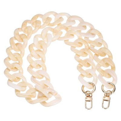 33 x 1.4 Inch Bag Chain, Acrylic Charm with Buckles, Beige