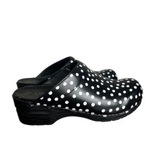 Sanita Original Danish Clogs Black White Polka Dot Leather Mules Womens 39