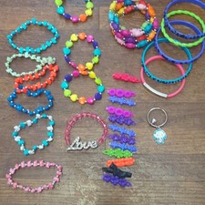 Kids Fashion Jewelry Mixed Lot Bracelets Keychain Plastic Metal Multicolor 38