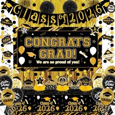 Graduation Decorations 2026 Black and Gold Class of 2026