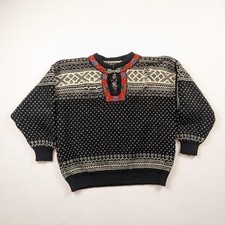 Dale of Norway Fair Isle Pure Wool Pewter Clasp Pullover Sweater Size 12 Kids