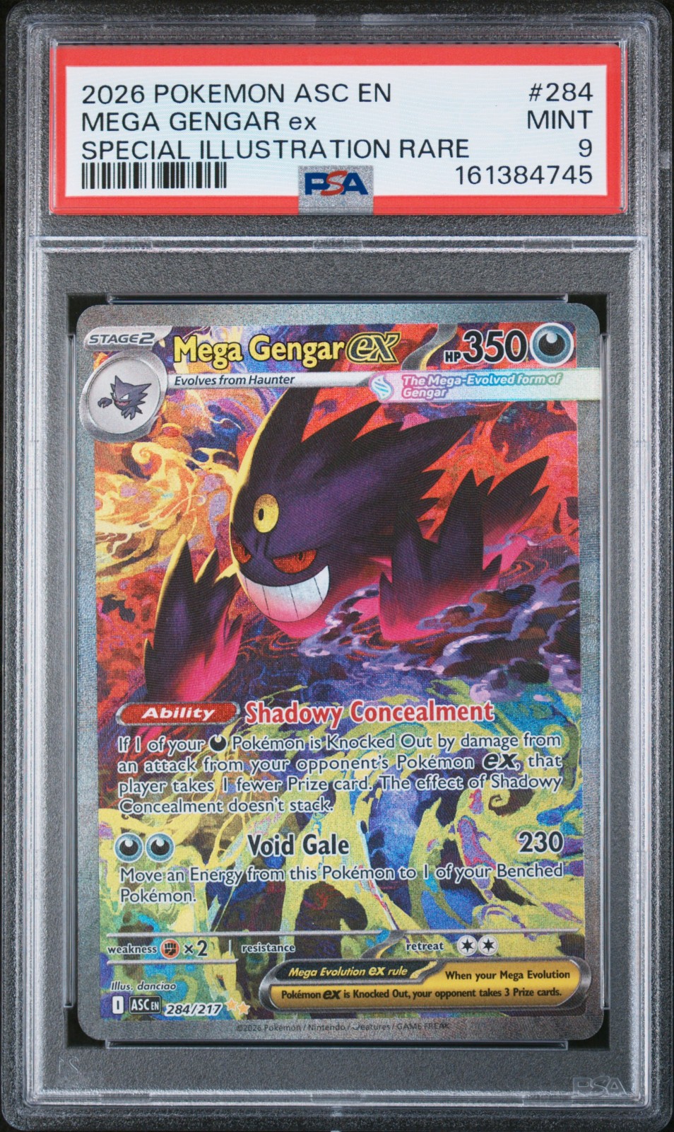 2026 POKEMON ASCENDED HEROES SPECIAL ILLUSTRATION RARE MEGA GENGAR 284 EX PSA 9