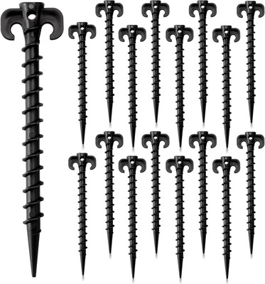 16 Pack 7.5 Inch Heavy Duty Spiral Tent Stakes Ground Anchors for Yard Lawn