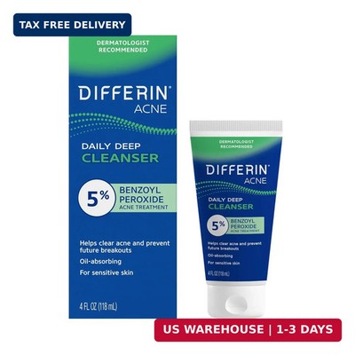 Differin Acne Face Wash with 5% Benzoyl Peroxide, Daily Deep Cleanser by the mak