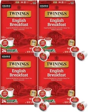 Twinings English Breakfast Tea K Cup Pods 24 Count Pack of 4 Boxes Caffeinated