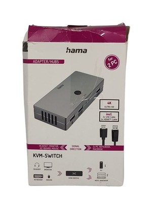Hama KVM-Switch 2 PCs 4 Ports für Laptops MacBooks Tablets
